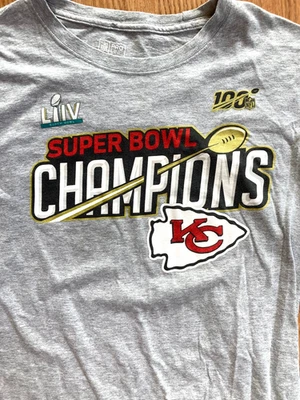 Мужская футболка с длинным рукавом Kansas City Chiefs Super Bowl LIV (54) Champions серая L - Изображение 1 из 4