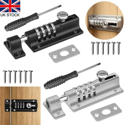 Combination Sliding Keyless Lock 4 Digit Security Pad Bolt Garden Door Shed Gate - Image 1 of 4