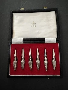 Pinchos porta mazorcas de maíz placa de plata abedules Montreal Canadá caja forrada de colección - Imagen 1 de 4