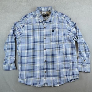 Pladra Flannel Shirt Men 2XL Plaid Flip Cuff Buck Deer Button Up Long Sleeve - Picture 1 of 9