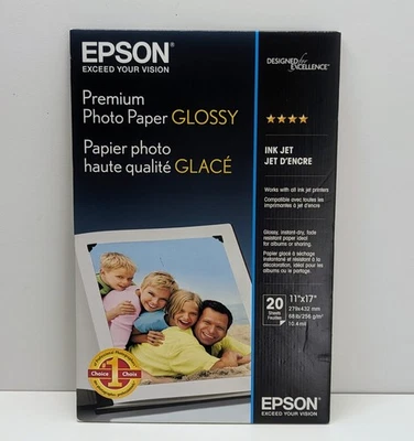 Epson 11 X 17  Premium Photo Paper Glossy - 20 sheets - New Sealed B Ledger - Image 1 of 3
