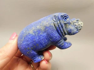 Nilpferd Figur Lapislazuli 3 cm Tierschnitzerei #O2 - Bild 1 von 11