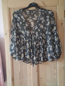 Boho Floaty Chiffon Daisy Summer Blouse - Womens Size 14 - Picture 1 of 5