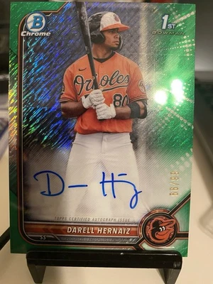Darell Hernaiz - 2022 Bowman Chrome Green shimmer Auto /99 1st Bowman - Image 1 of 2