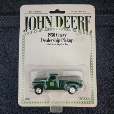 John Deere 1:64 Scale 1950 Chevy Dealership Pickup Green Die Cast Sealed In Box - Image 1 of 3