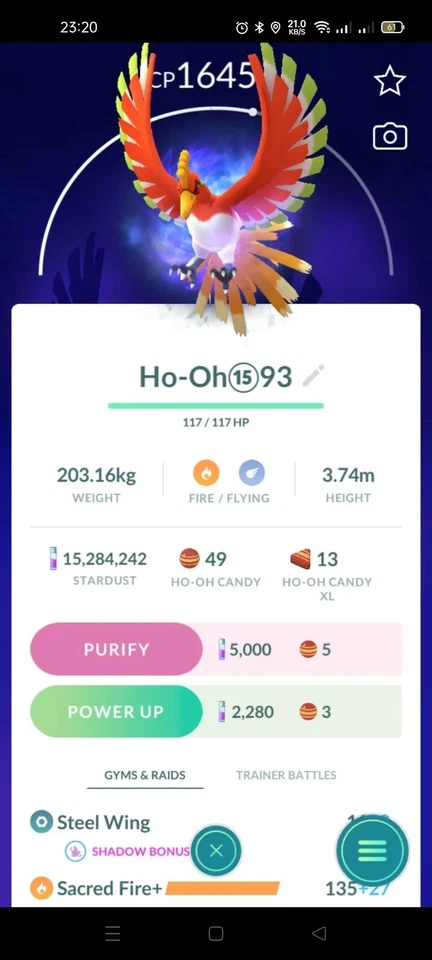 Pokémon Sombra Ho-Oh Fuego Sagrado + GO Foto 1 de 2
