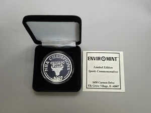 1997 NBA Champions Chicago Bulls One Ounce .999 Silver Art Round Limited Edition - Picture 1 of 4