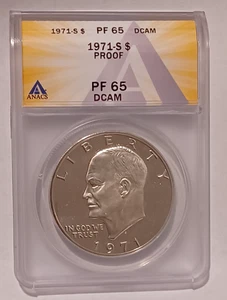 Dólar de plata Eisenhower 1971-S PRUEBA ANACS PF65 DCAM -Preciosa moneda- - Imagen 1 de 2