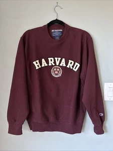 Vintage Champion Reverse Weave Sweatshirt Harvard College Crewneck S Maroon EUC! - Picture 1 of 13