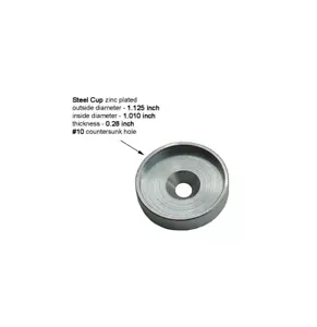 D1.125" x 0.28" thick, Steel Cups for Rare Earth Magnets - Pack of 10 - Bild 1 von 1