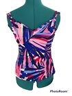 Nwot Miraclesuit  Tankini Top Only Sz 8 Bluepink Palm Leaf Print