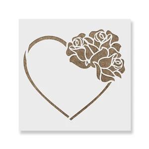 Stencil Cuore con Rose - Stencil Mylar Durevoli e Riutilizzabili - Foto 1 di 5