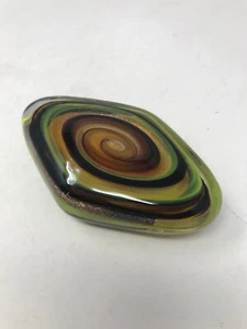  Mariusz Rynkiewicz Hand Blown Art Glass Glitter Swirl Paper Weight - Picture 1 of 8