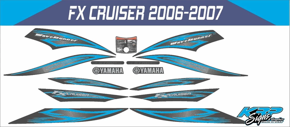 YAMAHA WAVERUNNER FX CRUISER 2006-2007 Graphics / Decal / Sticker Kit LIGHT BLUE - Image 1 of 1