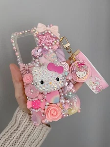 Jolie coque téléphone Bling Kitty strass rose - Photo 1 sur 2
