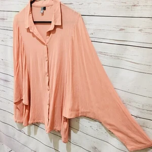 ELK Top Blouse Shirt Apricot Button Down Batwing Sleeve Size S - Picture 1 of 6