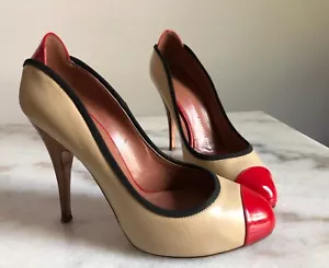 GIUSEPPE ZANOTTI HIGH HEEL LEATHER SHOES STILETTO SIZE 37 1/2 - Picture 1 of 7