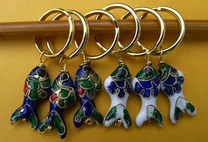 juego de 6 marcadores de puntada para tejer, cuentas Cloisonne, pescado - Imagen 1 de 1