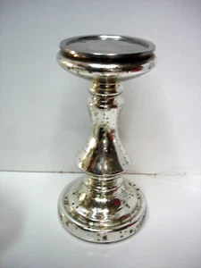 9" Pottery Barn Style Mercury Glass Candle Holder Pillar Stand+ 2 free Gifts - Picture 1 of 5