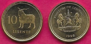 LESOTHO 10 LISENTE 1998 UNC 1 YEAR TYPE,ANGORA GOAT,MOSHOESHOE II AND DENOMINATI - Picture 1 of 1