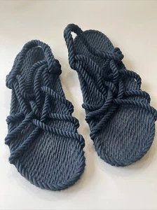 Women’s 8 Navy Blue Rope JC Flat Sandals Shoes Size 38 Preowned Vintage - Picture 1 of 7