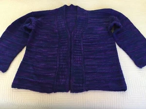 NWOT Wool Worsted Handmade Knitted Kimono Cardigan Sweater Sz L - Picture 1 of 6