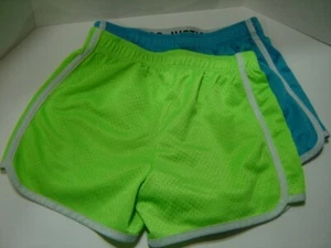 2 Pair JUSTICE Active Girls Shorts Running Athletic Shorts Blue & Green SZ 8 - Picture 1 of 12