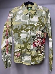 *stains Johnny Was 3J Workshop Women's S Floral Embroidered Camo Button Down Top