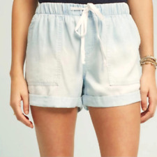 Anthropologie Cloth & Stone pull on casual blue faded Chambray small shorts