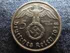 Germany Swastika 5 Reichsmark .900 Silver Coin 1938 D