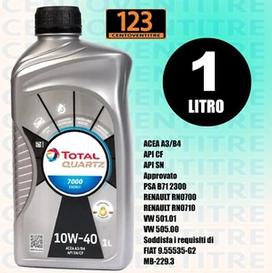 1 LT OLIO MOTORE 10W40 TOTAL QUARTZ 7000 ENERGY - Foto 1 di 4