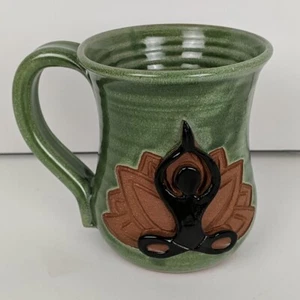 MudWorks Mug USA Pottery Stoneware Handmade USA Yoga Meditation Lotus Flower - Picture 1 of 9