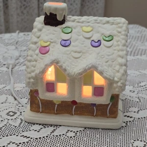 Vintage 1984 Weihnachtsdorf Musical beleuchtet Süßigkeitenhaus römische Lebkuchen - Bild 1 von 14