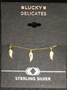 LUCKY BRAND Sterling Silver "Delicates" Leaf Charms Gold-Tone Bracelet NWT $39 - Picture 1 of 12