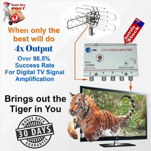 NEW HDTV Digital TV VCR Antenna Amplifier Booster Splitter Satellite 20db Gain - Picture 1 of 4