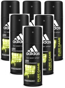 6 x Adidas 48H Deodorant Mens Spray 150ml - Pure Game - Picture 1 of 1