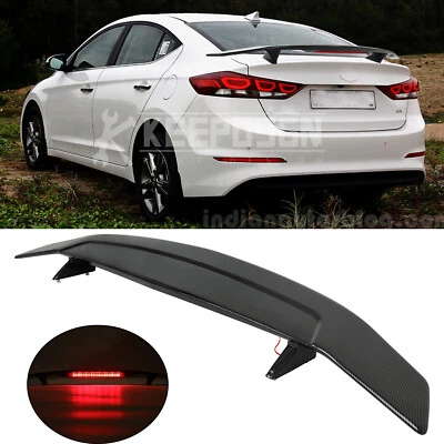 For Hyundai Elantra 52" GT Rear Wing Trunk Spoiler +LED Brake Light Carbon Fiber Foto 1 de 4