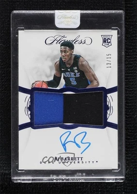 2019 Panini Flawless Collegiate Rookie Sapphire /15 RJ Barrett RPA Patch Auto RC - Image 1 of 2