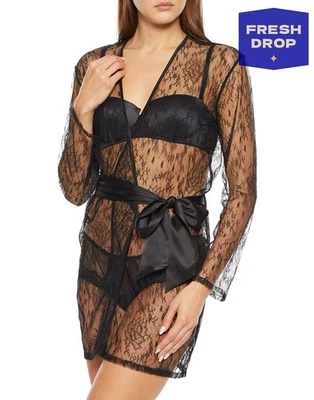 RRP €800 MYLA Lace Babydoll Robe Size M-L Silk Blend Belted Made in Portugal - Изображение 1 из 4