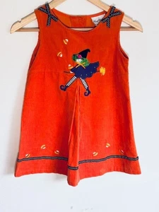 Rare Editions Girls Orange Corduroy Witch Halloween Sleevless Dress sz 6 EUC - Picture 1 of 4
