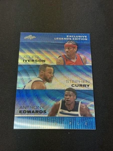 Allen Iverson / Stephen Curry / Anthony Edwards 2024 Leaf Metal Trio Blue /20 RC - Picture 1 of 2