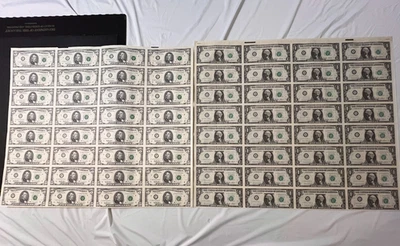 1995 Uncut Sheets of 32 five dollar $5 & 32 one dollar $1 Federal Reserve Notes - Image 1 of 4