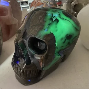 22.9LB 9" Natural Fluorescente Ágata/Volcán Calavera Cristal Estatua Tallada Decor - Imagen 1 de 11