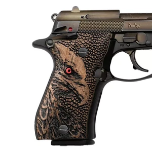 Beretta F81 81FS 81BB 81F F84 Walnut wood Grips Handmade Pistol Checkered eagle - Picture 1 of 5