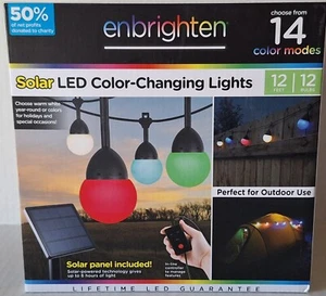 Enbrighten USB-Powered Solar Color Changing Outdoor String Lights, 12ft, 12 Bulb - Picture 1 of 11
