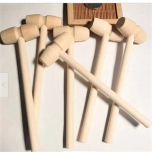 5Pcs Wooden Mini Hammer Hammer Ornaments Toy Small Carving Kids Flat Head Toys - Picture 1 of 9
