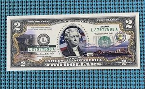 2009 Alaska Colorized $2 Bill U.S. Legal Tender Currency - Picture 1 of 2