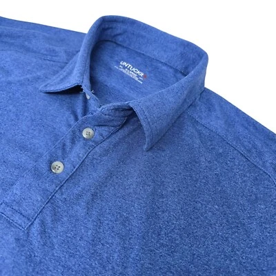 Untuckit Mens Blue Polo Shirt X-Large Polyester Short Sleeve Button-Up Collar - Image 1 of 4
