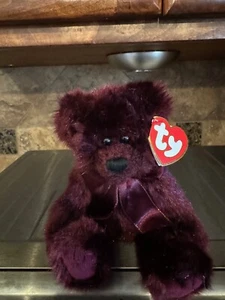 TY Attic Treasure Beargundy Bear 8" Peluche Borgoña Arco 1993 - Nuevo - Imagen 1 de 8