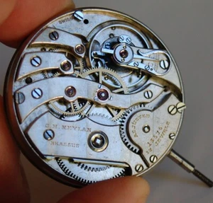 Antique C.H. Meylan Brassus 17 J Pocket Watch Movement COPPER DIAL WORKING 38MM - Picture 1 of 4